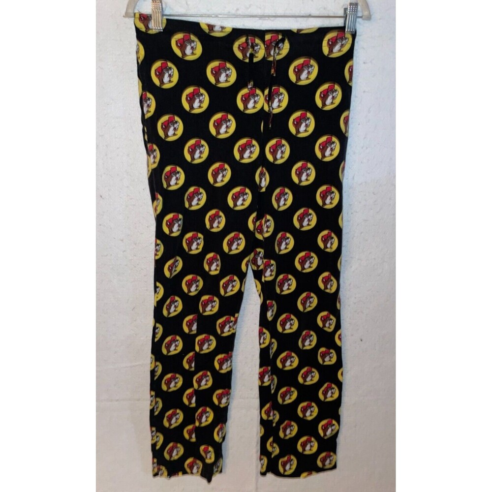 Buc-ees Pajama Pants Size S Knit 100% cotton Pockets black Logo
